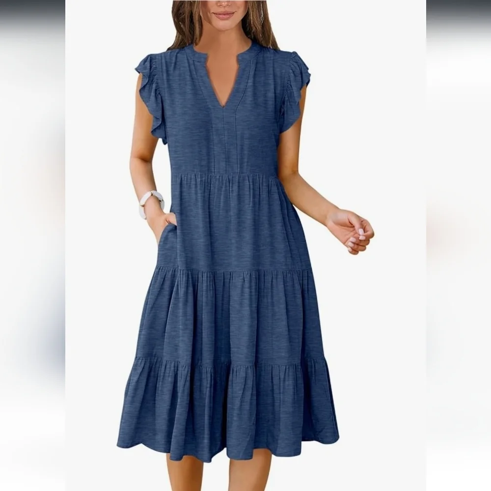 Ruffled Sleeve Dress - Picture 3 of 13